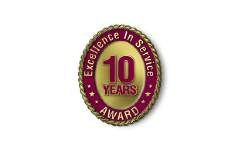 Excellence in Service - 10 Year Award